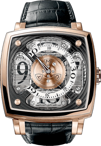  Sequential One pink gold black numerals (Ref. SQ 45 S1 PG BL)