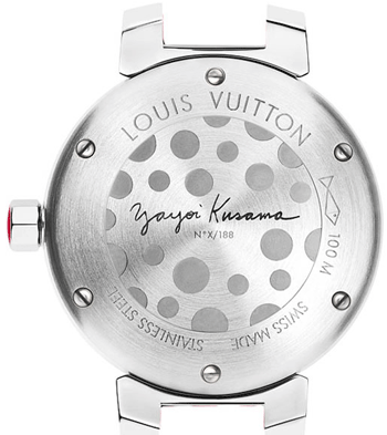 задняя сторона часов Louis Vuitton Tambour by Yayoi Kusama