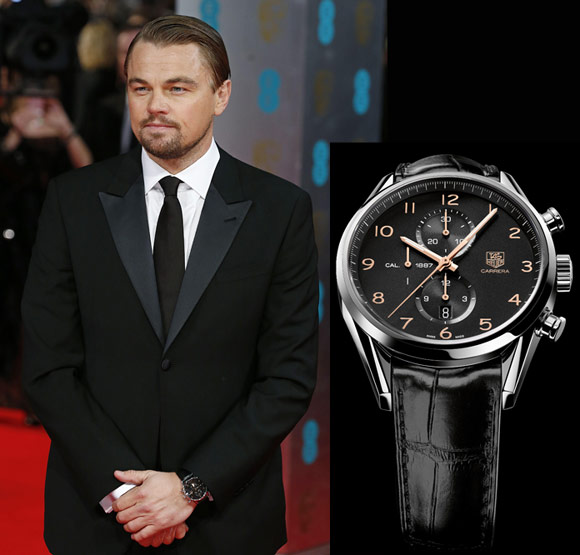 Леонардо Ди Каприо с часами TAG Heuer Carrera Chronograph (Ref. CAR2014.FC6235)