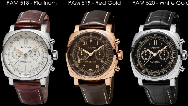 Часы Radiomir 1940 Chronographs PAM 518, PAM 519 и PAM 520 от Officine Panerai