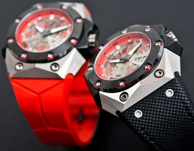 Часы Oktopus II Double Date Titanium Red от Linde Werdelin