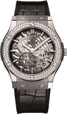 Часы Hublot Classic Fusion Extra–Thin Skeleton Diamonds