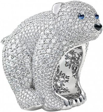 кольцо в форме белого медведя