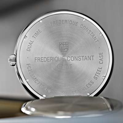 задняя сторона настольных часов от марки Frederique Constant
