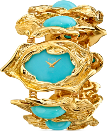 Часы из желтого золота, циферблат из бирюзы, механизм Piaget 9P, 1969