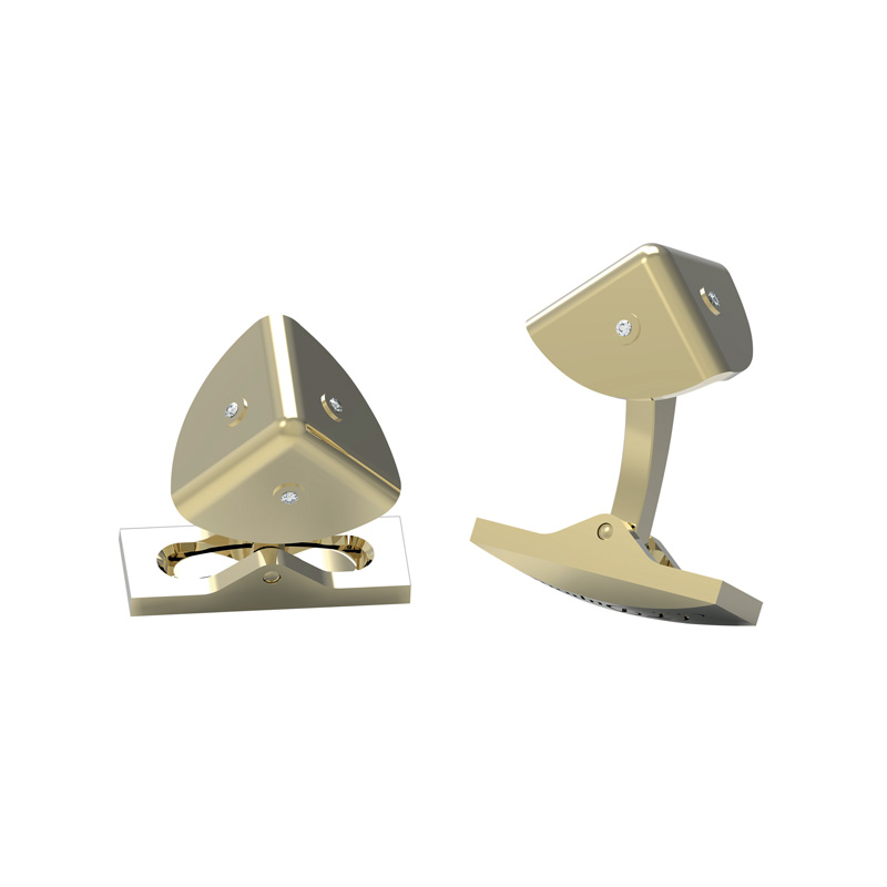 Запонки в виде треугольников из золота с PVD-покрытием и бриллиантами 