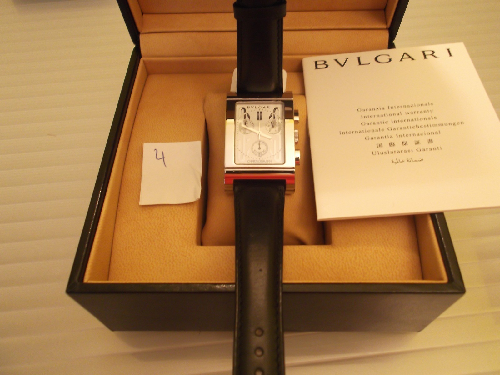  Bulgari Bulgari Rettangolo with box and papers RTC49SLD.