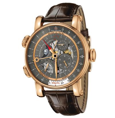 часы Arnold & Son Red gold skeleton grey dial