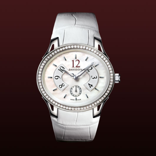  Davidoff Lady quartz diamonds white mother of pearl dial