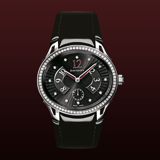  Davidoff Lady quartz diamonds black dial