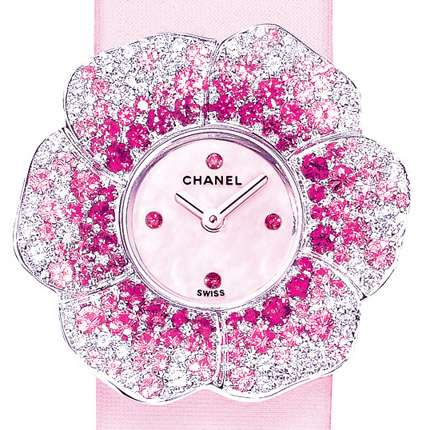 часы Chanel Or blanc 18 carats / Pétales pavés diam & saphirs roses