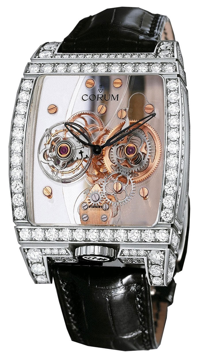 часы Corum Golden Bridges Golden Tourbillon Panoramique Diamants