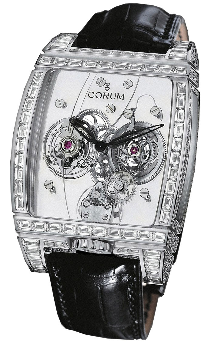 часы Corum Golden Bridges Golden Tourbillon Panoramique Diamants