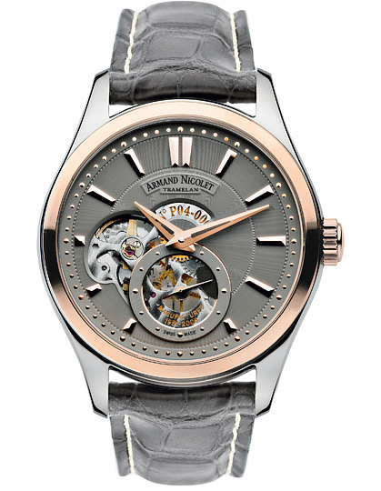 часы Armand Nicolet Steel with grey deal and rose gold bezel