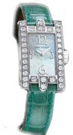 часы Harry Winston Avenue Lady Mechanical (WG_Diamonds / MOP / Green Strap)
