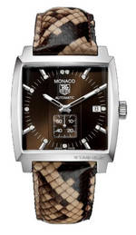часы TAG Heuer Monaco Automatic (SS / Brown-Diamonds / Leather)