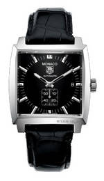 часы TAG Heuer Monaco Automatic (SS / Black / Leather)
