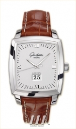 часы Glashutte Original Glashutte Original Senator Karree Panorama Date with Manual Winding (SS / Silver / Leather)