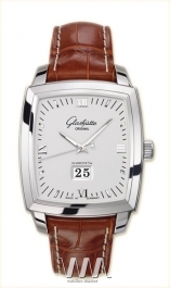  Glashutte Original Glashutte Original Senator Karree Panorama Date with Manual Winding (SS / Silver / Leather)