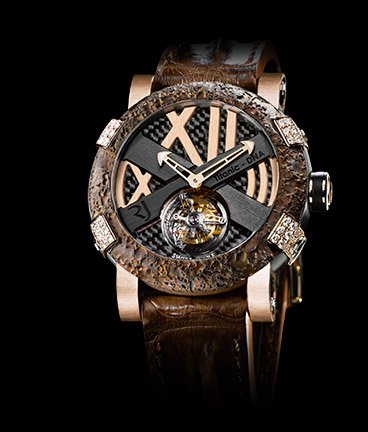 часы Romain Jerome Titanic-DNA  Rusted steel T-oxy IV Tourbillon pink gold white diamonds set paws Ultimate