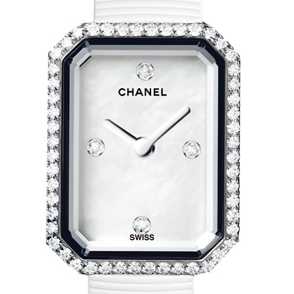  Chanel Acier, cadran nacre blanche avec 4 index diamant