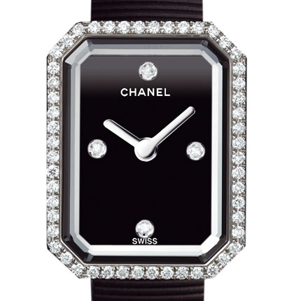 часы Chanel Acier, cadran noir laqué avec 4 index diamant