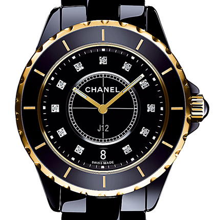 часы Chanel Céramique noire, or rose / cadran 11 index diamants