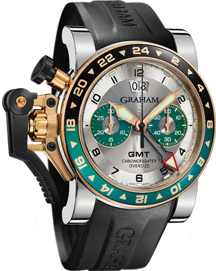  Graham CHRONOFIGHTER OVERSIZE GMT SILVER BRG STEEL & GOLD