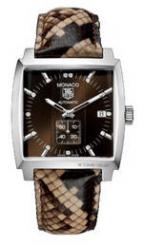 Monaco Automatic (SS / Brown-Diamonds / Leather)