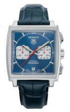 Monaco Automatic Chronograph (SS / Blue / Leather)