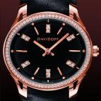  Davidoff Lady quartz red gold diamonds black dial