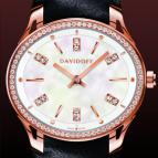  Davidoff Lady quartz red gold diamonds white mother of pearl