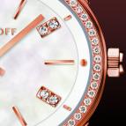  Davidoff Lady quartz red gold diamonds white mother of pearl