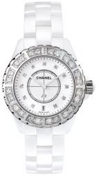 часы Chanel Céramique blanche lunette acier sertie et cadran 11 index diamants