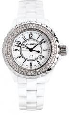 часы Chanel J12 Céramique blanche sertie diamants