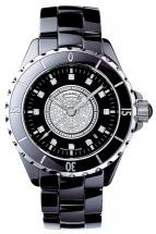 часы Chanel J12 Céramique noire, cadran pavé + 12 index diamants