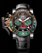  Graham CHRONOFIGHTER OVERSIZE GMT BLACK BRG STEEL & GOLD